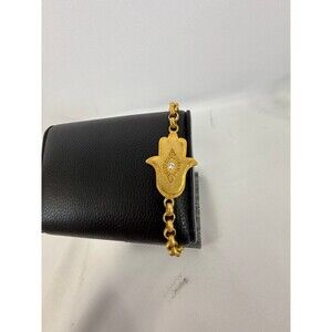 Debra Skyler Gold-tone Hamsa Hand Bracelet 7” Claw Clasp